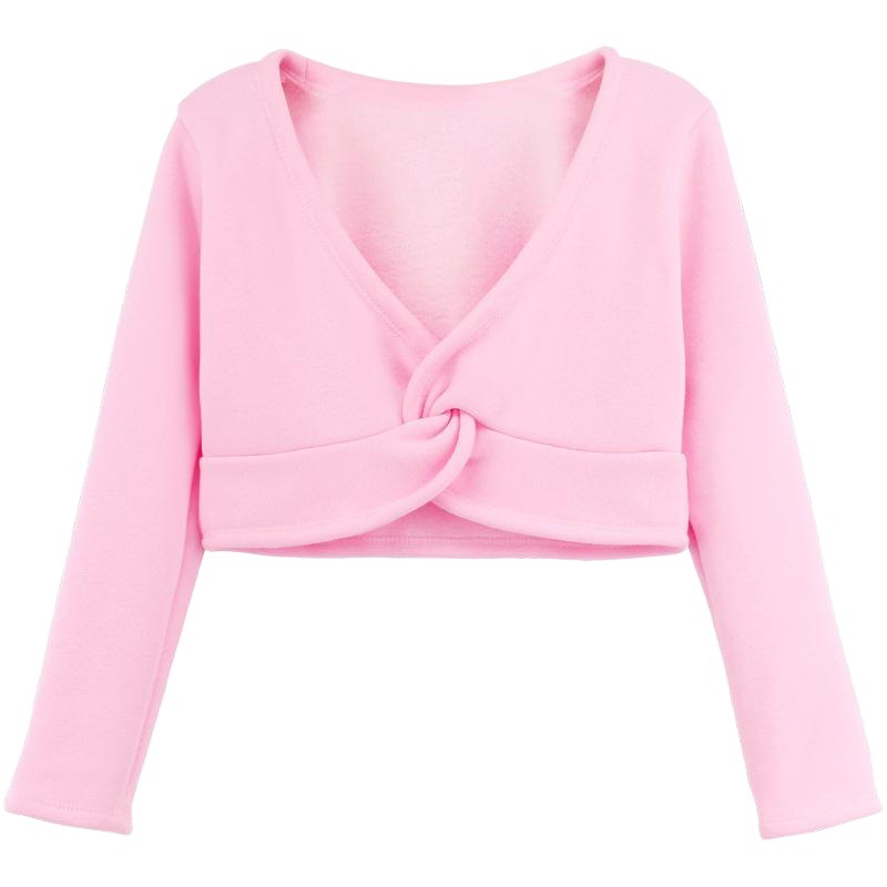 Engrosado forrado de lana ropa de baile para niños ropa de práctica Otoño e Invierno chal chaleco superior manga larga Ballet abrigo pequeño al por mayor