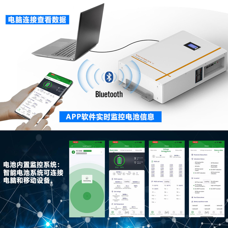 跨境外贸壁挂式家庭储能电池51.2v300Ah光伏15kwh磷酸铁锂A品电芯|undefined