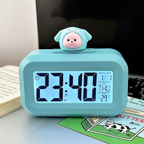 Blue jade cinnamon dog alarm clock + battery