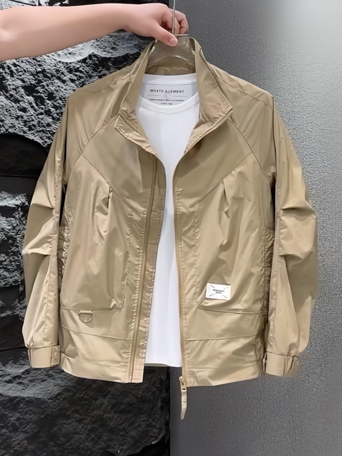 Muxi ropa de hombre chaqueta de hombre de verano tendencia de moda de cuello guapo chaqueta casual de hombre de color sólido image 6