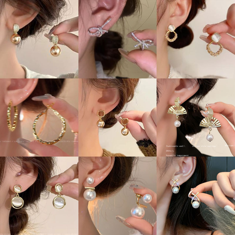 Xiaohongshu and Douyin-style affordable and versatile luxury earrings, trendy stud earrings, wholesale source for street vendors, women's earrings