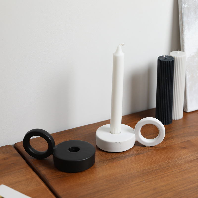 INS cerámica candelabro decoración vintage blanco y negro titular de la vela hogar sala de estar dormitorio mesa de comedor decoración romántica decoraciones