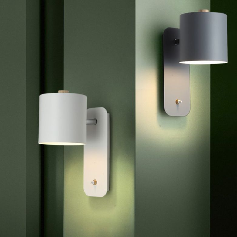 Lámpara de cama nórdica dormitorio lámpara de pared estudio comedor pasillo con interruptor lámpara de pared macarón LED lámpara de pared simple