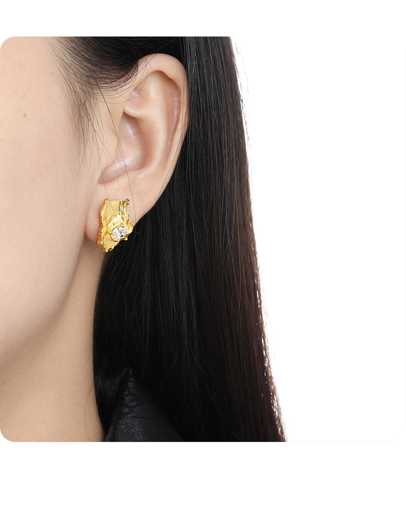 Holiday, Daily Occasion 925 Sterling Silver Material Color Block Pattern 1 Pair 925 Sterling Silver Rhinestones Color Block Ear Studs