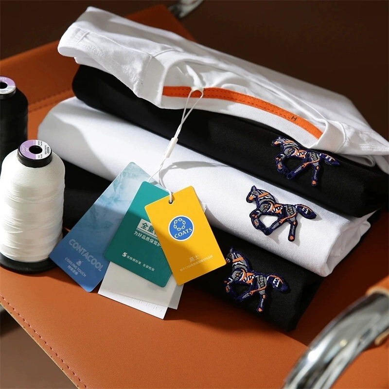 Fashui H Series Heavy-Duty Color Horse Toothbrush Embroidered Ice-Feel Cotton Breathable Antibacterial Summer Men's Classy Fashion Casual Short-Sleeved T-Shirt