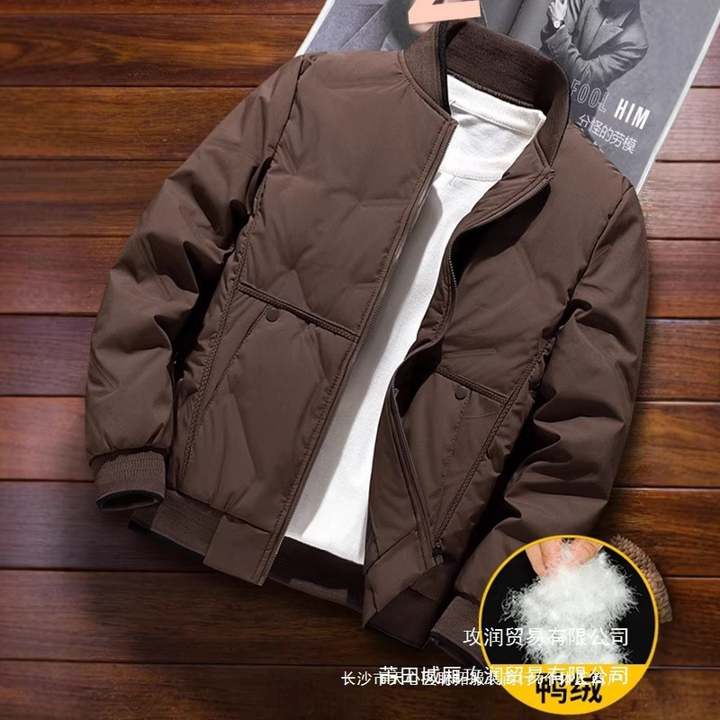 New Men's down Jacket Autumn and Winter Thickened Baseball Jacket Winter Coat Stand Collar Trendy Brand Short Duck down Coat Wholesale