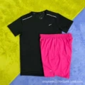 Crystal Stripe Set Black + D218 Pink Shorts