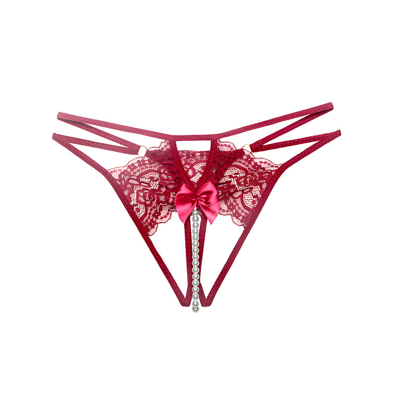 Passionate Lace Erotic Panties for Women, Hot and Seductive, with Pearls for Easy Insertion, No Need to Take Off, Teasing Thong for Back-Entry