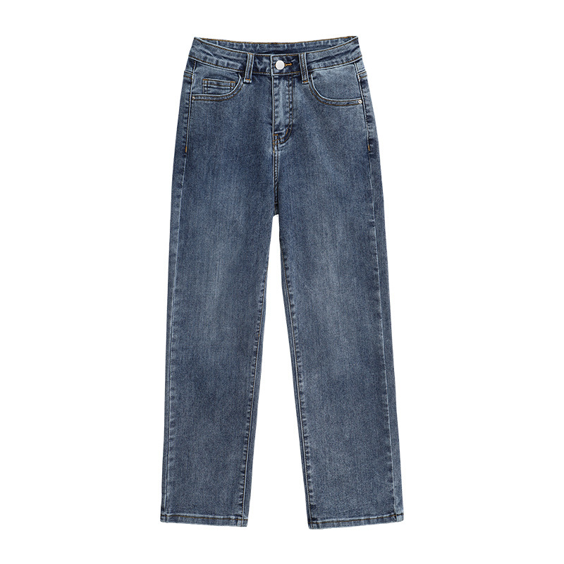 Straight Leg Jeans Women's Summer Thin 2024 New Explosions Spring and Autumn High Waist Small Nine-point Smoke Tube Pants