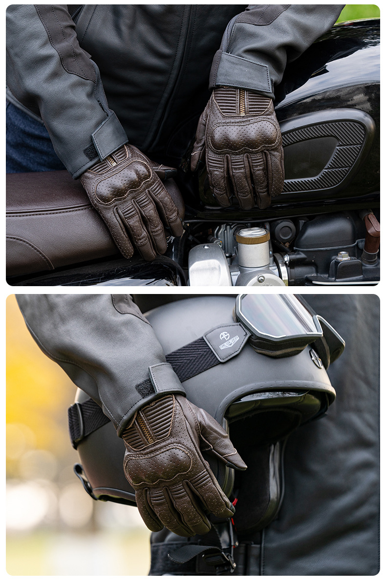 Alien Snail V8 Motorcycle Cycling Gloves Imported Goatskin Soft and Wear-Resistant Hand Back Joint Pu Protection Spring & Fall Style