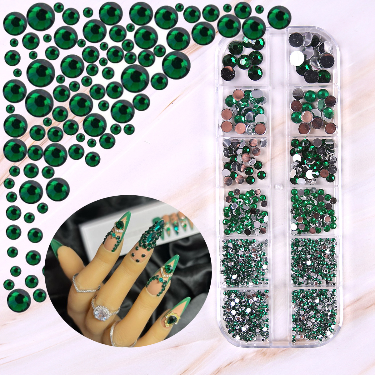 Joyas de uñas calientes transfronterizas ins12 rejilla amor estrella resina vidrio de forma especial diamante etiqueta de uñas diamante nail