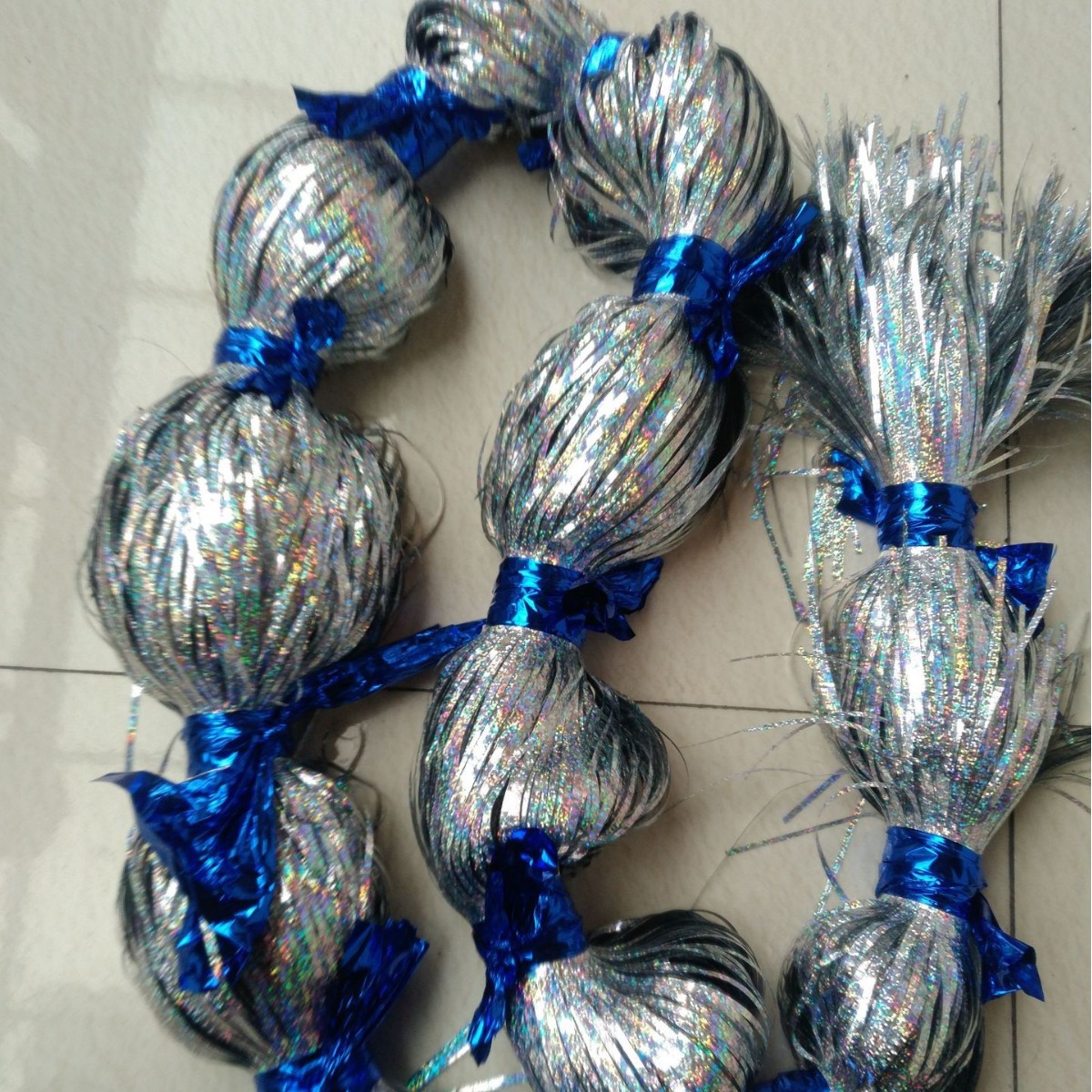 扁亮银金属丝雨丝裁切线淡黄香槟金丝加粗镭射绿曼反射铝箔片条形