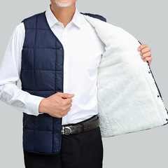 秋冬の羽毛の綿の甲の男性のベルベットの内胆のお父さんの服装は厚くて中高年の内に保温のベストの大きいサイズの卸売りを着ます。
