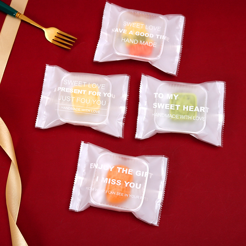 英文祝福语包装袋原创烘焙食品袋月饼蛋黄酥机封袋透明饼干袋子