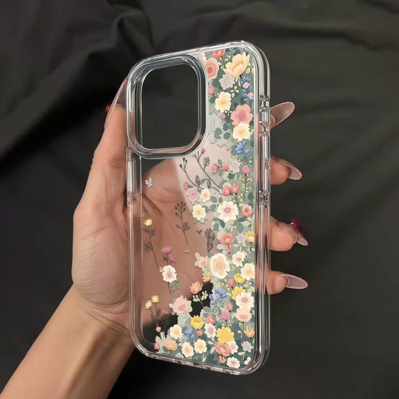 Чехол для телефона (Apple) iPhone 16 ProMax — прозрачный с цветами, защита от падений