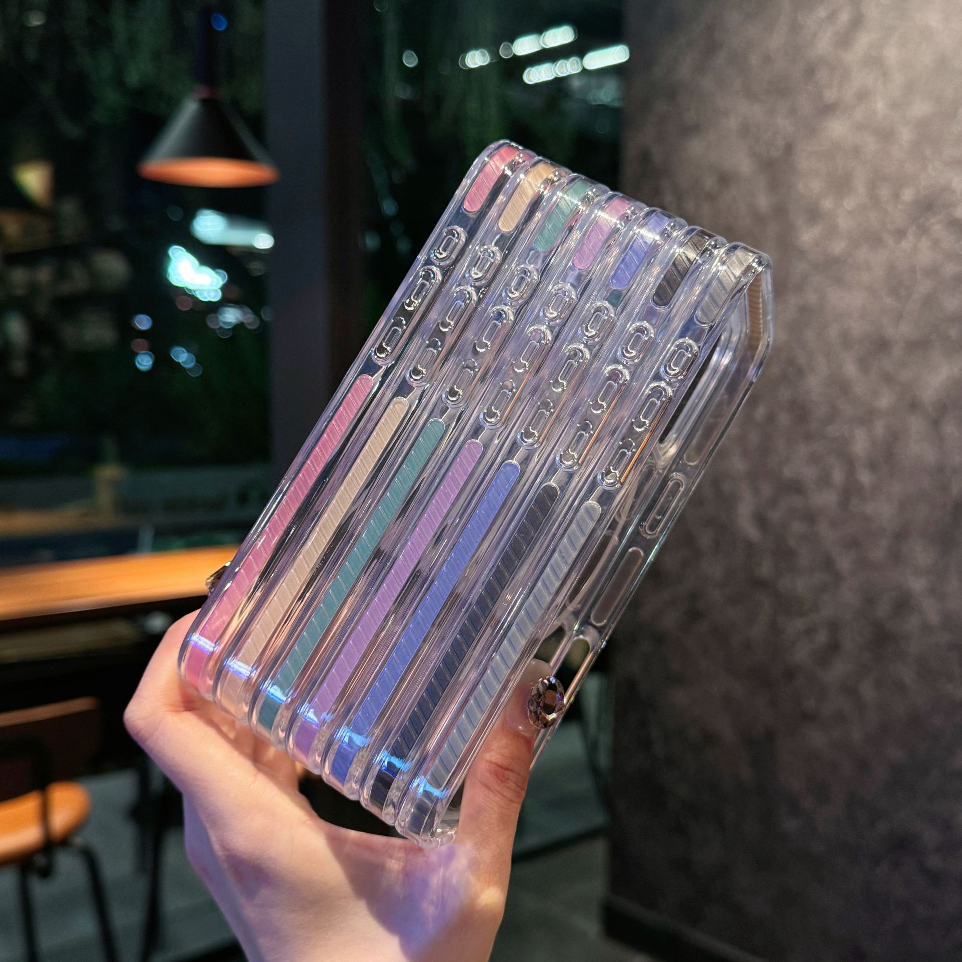Funda magnética con brillo de cristal de alta transparencia, adecuada para iPhone 17 PRO MAX, iPhone 14, iPhone 15, marco anticaída con bloques de color.