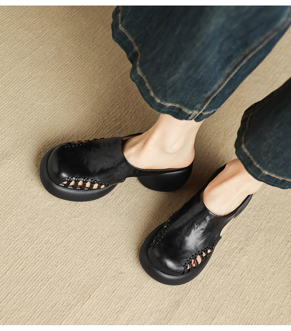 Sandal cao gót nữ mũi trùm đế dày gót 6 cm — đen chi tiết 6
