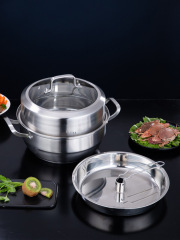 Stainless steel steamer pot 304 household soup pot steam pot seafood pot sauna pot steam hot pot induction cooker steam fish pot