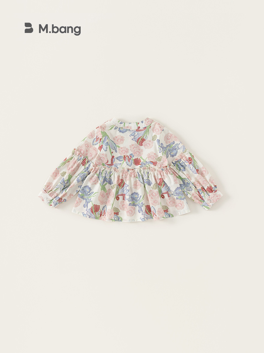 Yoobao ropa infantil primavera camisa de flores de niña 2025 nuevo estilo de ropa de manga larga para niños camisa de muñeca de bebé