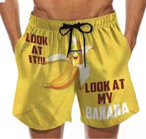 2022 Men's Beach Pants Fun 3D Digital Printing Creative Spoof Banana Pattern European And American Shorts