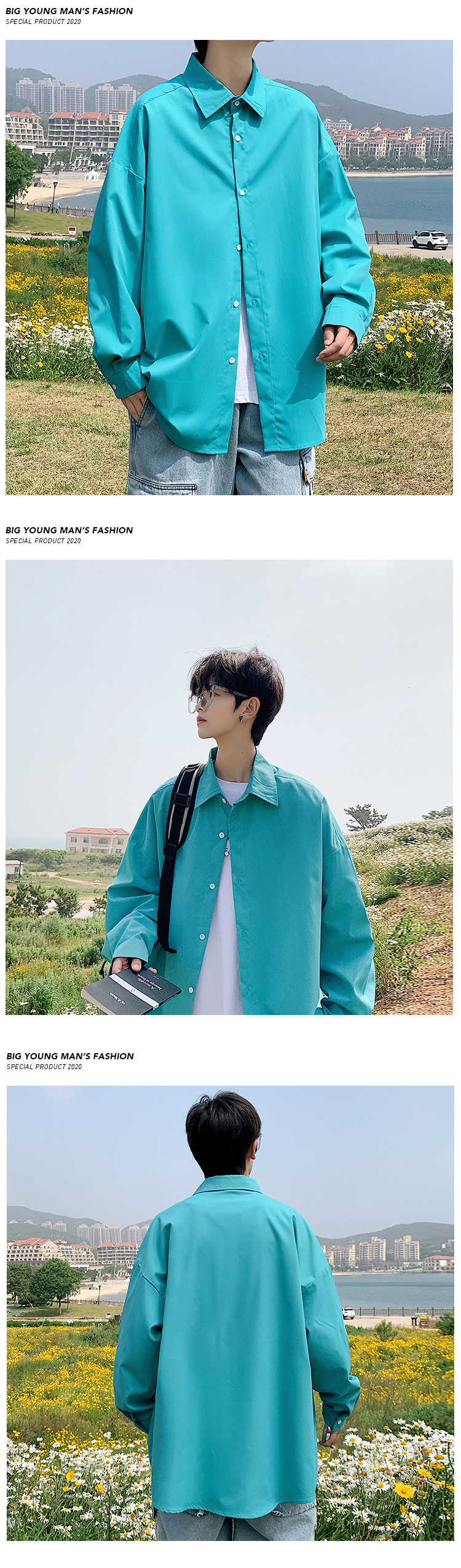 Solid Long Sleeve Shirt Jacket For Men Loose Casual Autumn Style_voghion.com