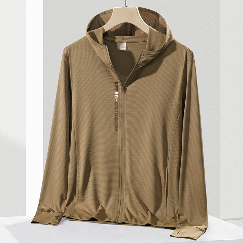 UPF50 hooded sunscreen jacket men's summer ice silk thin quick-drying sports outdoor ruffian handsome coat top