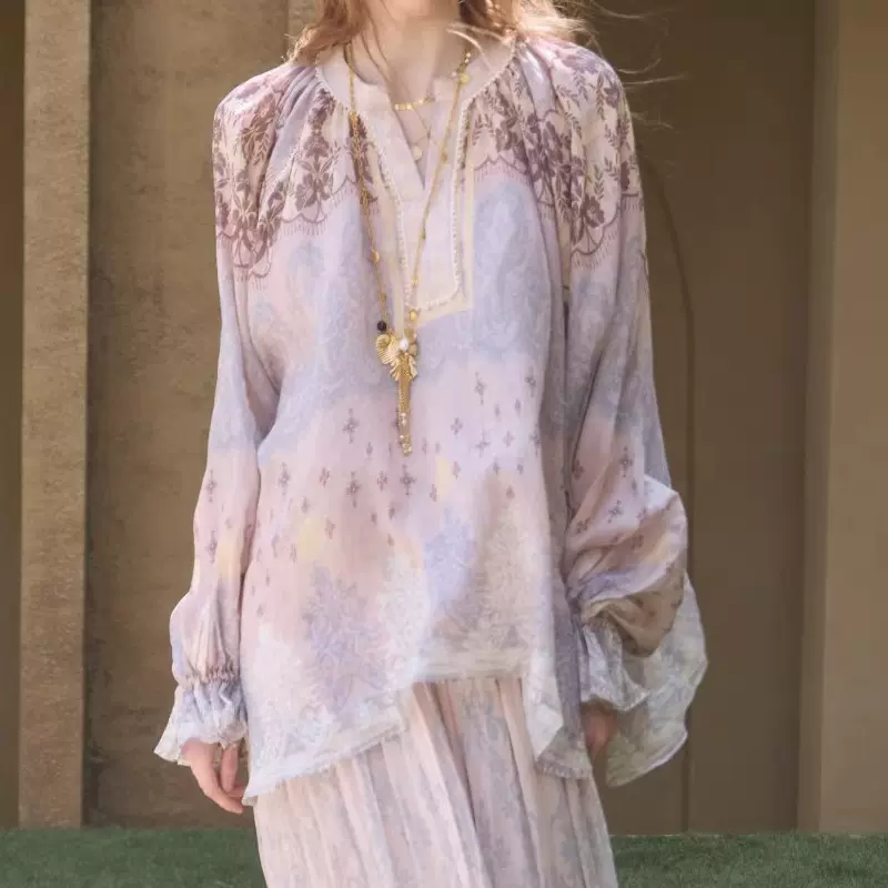 做货中 遗纹苎麻衬衫女新中式国风2026春季新款扎染休闲衬衣