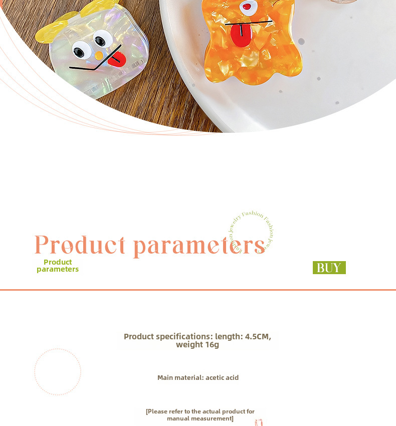 Baifeiya kleine Acetat-Haarspange, süße kleine Monster-Haarnadel, Geisterpferdchen, Mädchen, Herz-Haarspange, hoher Pferdeschwanz, Haarschmuck, Kopfschmuck_voghion.com