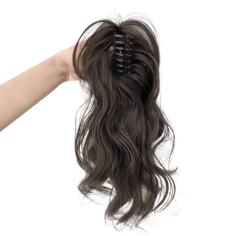 Cola de caballo de las mujeres de pelo largo luz no caída agarre alta Cola de Caballo pelo artificial natural largo rizado pelo medio atado cascada cola de caballo