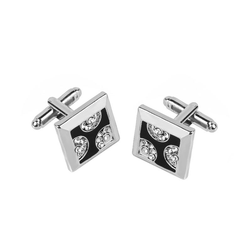 Nouveaux boutons de manchette carrés en cristal de diamant Boutons de manchette de chemise pour hommes français à la mode_voghion.com