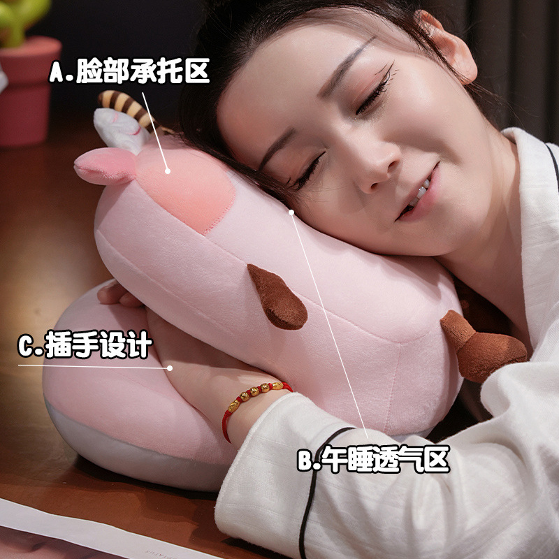 Almohada para Dormir de Moflete de Doble Cara de Felpa para Oficina