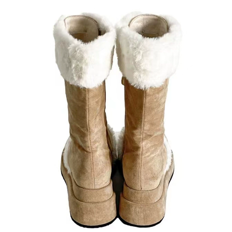 Mid-Calf Winter Boots (Martens) — Fleece-Lined, Platform Sole, Retro Khaki