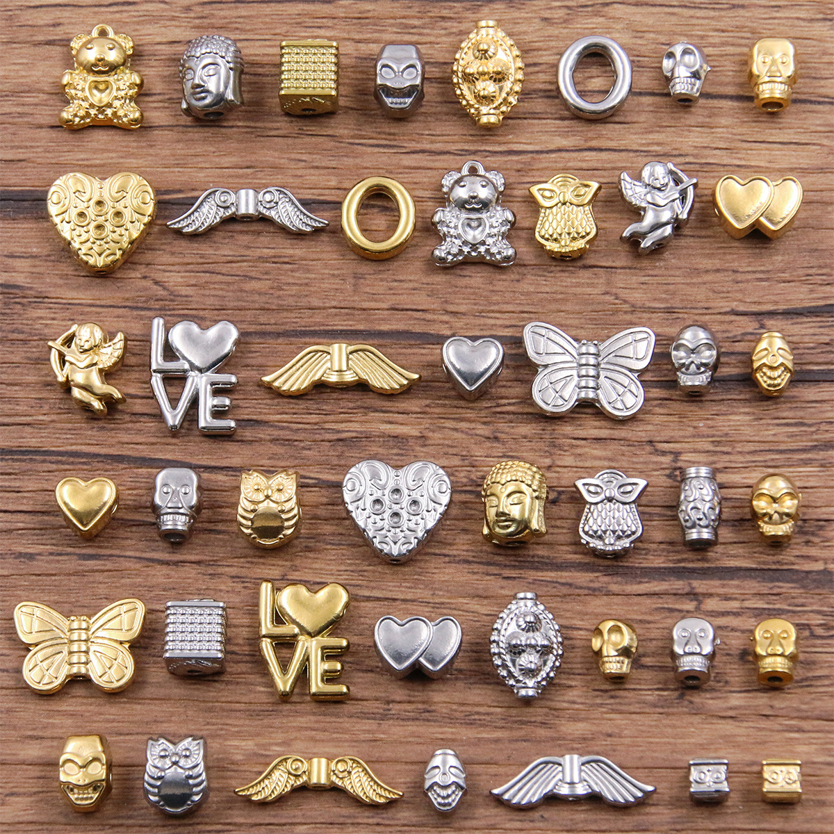 Plating Design 1 Piece 304 Stainless Steel Bear Heart Shape Wings Polished Pendant Beads Beads