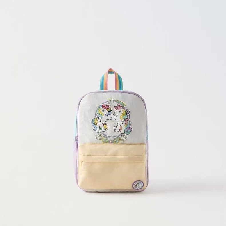 Cross-Border Children's Bag for Baby Girls and Toddlers, Cute Macaron Color, Soft, Large Capacity, My Little Pony Backpack