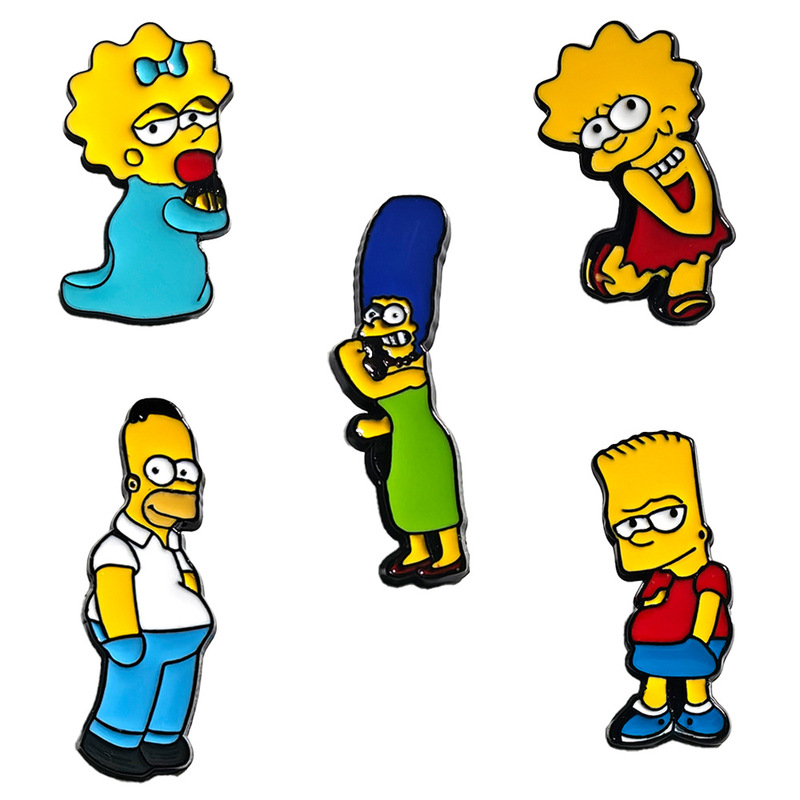 Classic Cartoon Animation the Simpsons Brooch Cute Anime Cross-Border Hot Selling Badge Bart Maggie Badge