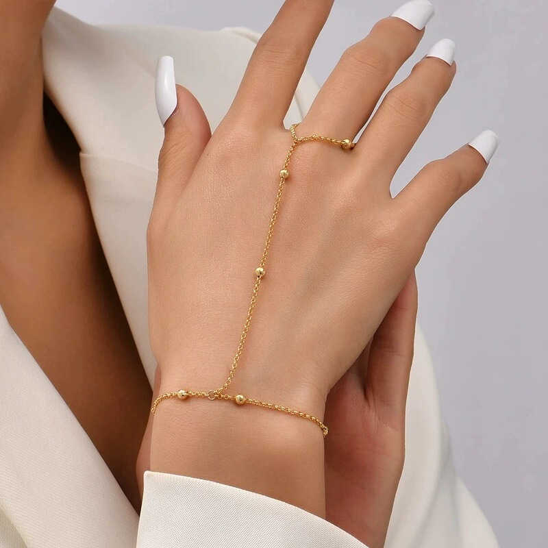 Korean Style ins Cold Style Fashion Women's Bracelet Slave Chain Link Bracelet Simple Copper Bead Bracelet