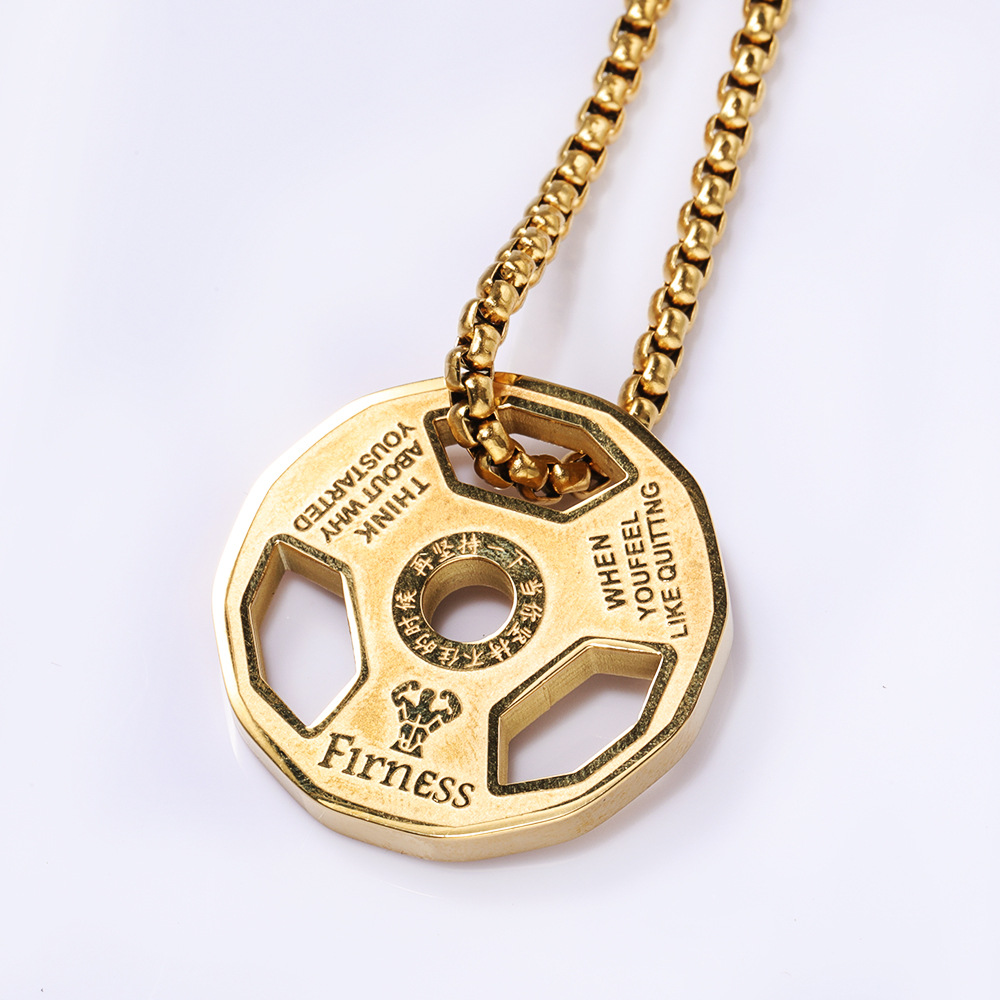 Fashion Barbell Titanium Steel Plating Hollow Out Pendant Necklace 1 Piece display picture 2