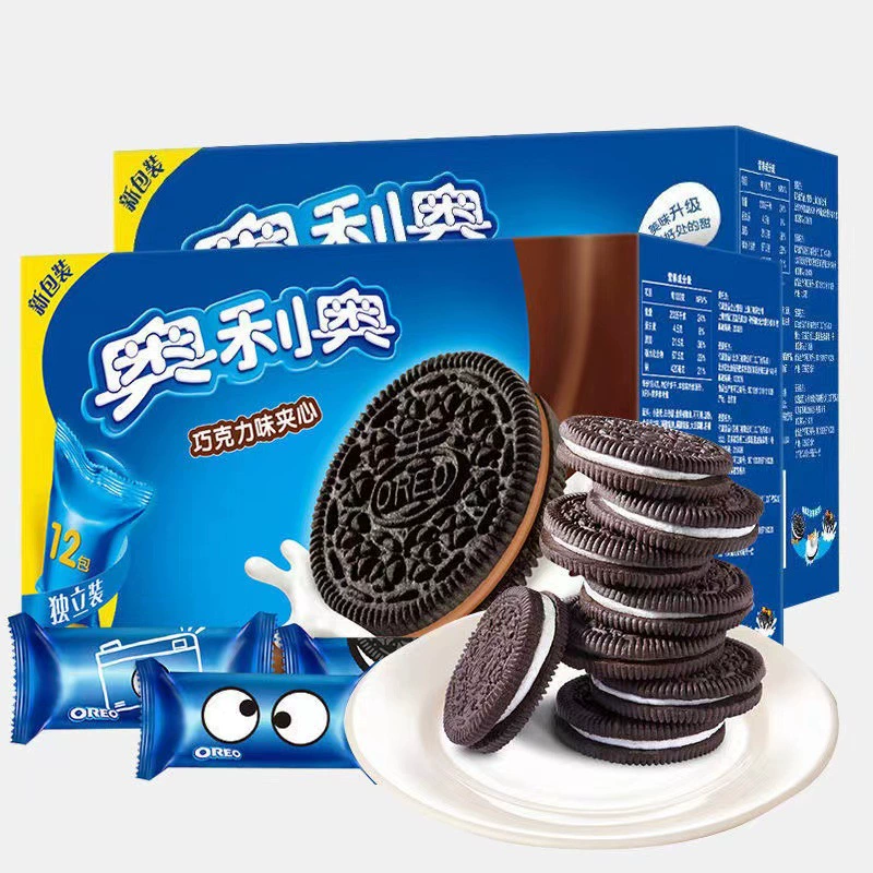 Печенье Oreo в полной коробке 696 граммов, доступное для всей семьи, 12 маленьких пакетиков, индивидуальная упаковка, смешанные вкусы, сэндвич- snacks