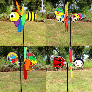 2021 Handheld Plastic Children's Toy Outdoor Rotating Decorative Six-Color Three-Dimensional Animal Cartoon Fabric Windmill Bag