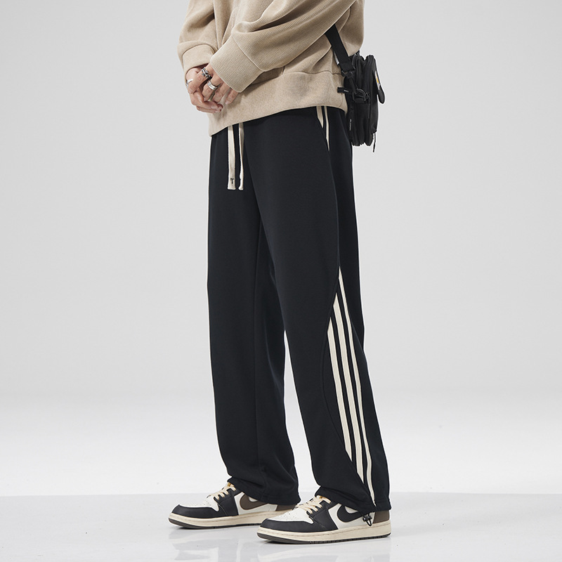 Straight draping sweatpants men's autumn new side striped loose all-match plus size sports casual pants