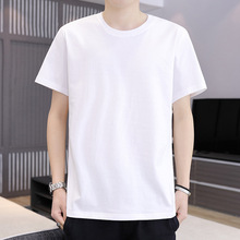 夏季痞帅修身针织短袖t恤男潮青年纯色圆领竖条纹半袖打底衫体恤