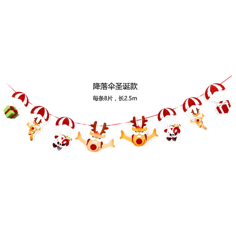 Banderas navideñas transfronterizas en stock, 24 tipos de banderas de dibujos animados, decoraciones navideñas al por mayor de fabricantes, admiten pedidos de lotes mixtos.