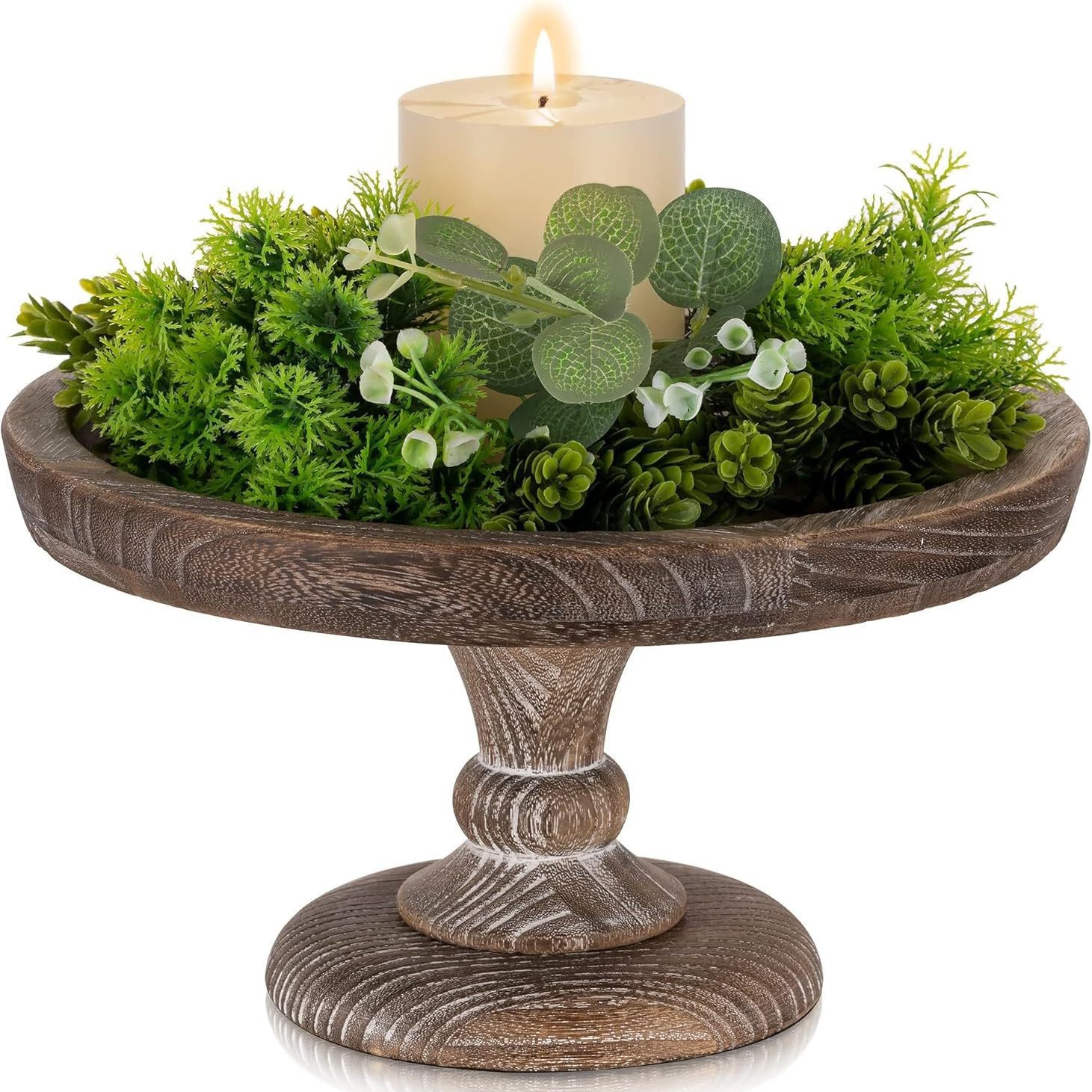Acacia de madera de pie alto plato de pastel mesa de comedor reposter bandeja desmontable servicio de fiesta de boda placa de exhibición de madera sólida1 image 6