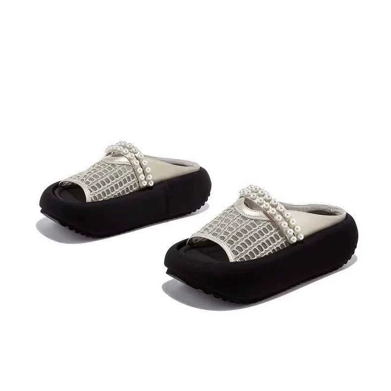 Женские туфли Мэри Джейн на толстой подошве, новый летний стиль, модные повседневные универсальные нескользящие тапочки на мягкой подошве.