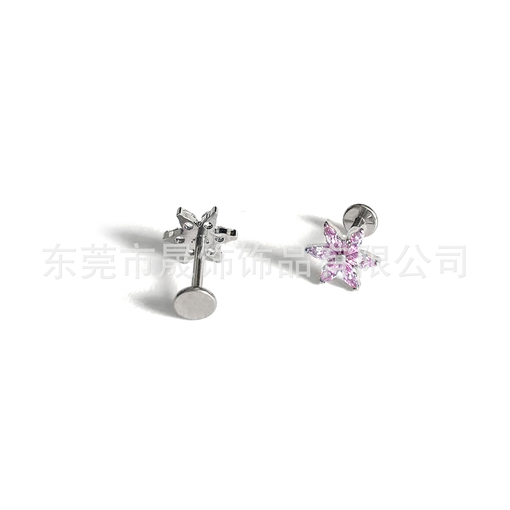 F136 Titanium Alloy 六马眼 Flower Ear Stud Studded 5A Zirconia Internal Thread Labret Stud Ear Stud Helix Cartilage Stud Piercing Jewelry