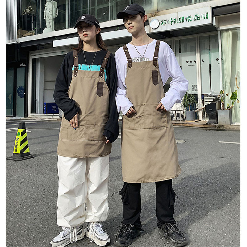 Customized-waterproof apron printing catering special men's Kitchen home baking barista manicure overalls