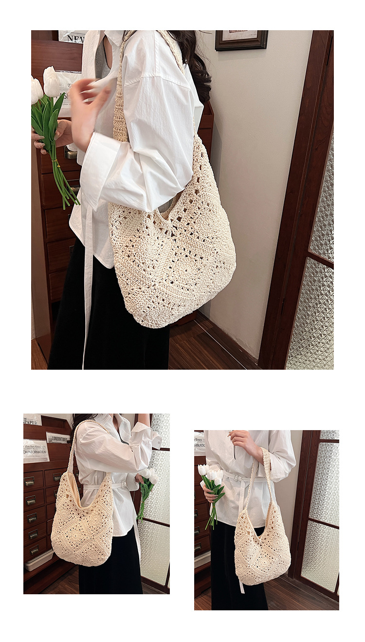 Trendy casual woven bag 2025 New style ins niche artistic straw woven bag Large capacity versatile single-shoulder armpit bag undefined