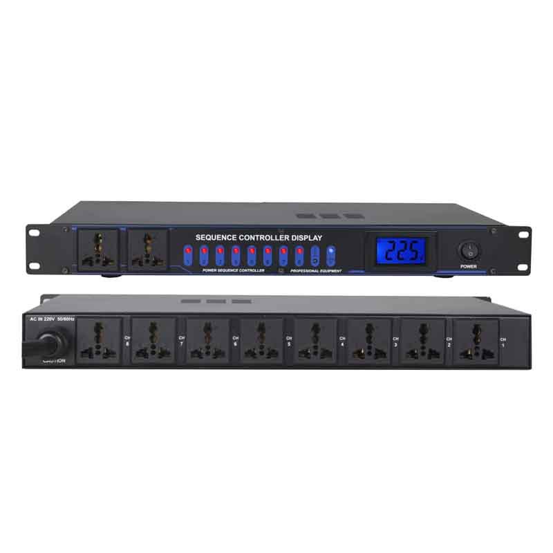 Secuenciador de Alimentación SR-328V 8 Vías Fibra de Vidrio con Pantalla, 8 Vías para Escenario y Conferencias