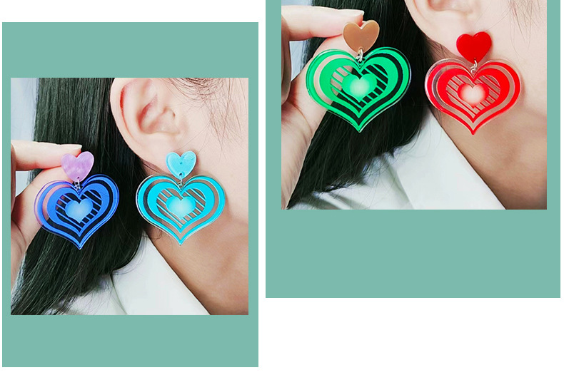 1 Pair Simple Style Heart Shape Printing Arylic Drop Earrings display picture 1