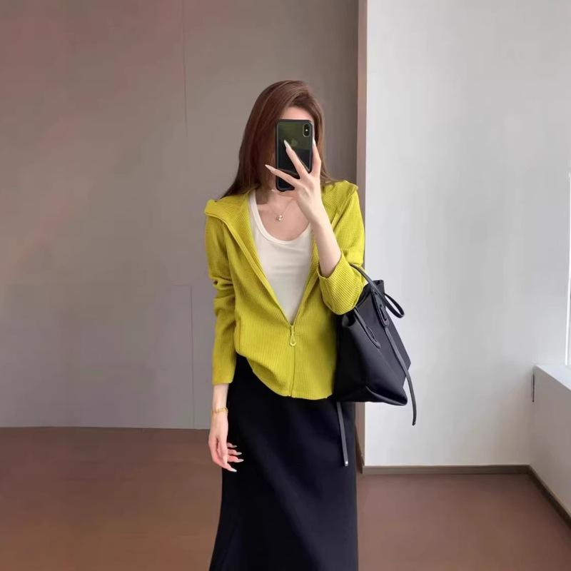 Lightweight, Soft and Elastic Waffle Jacket for Women, Loose Hooded Slimming Cardigan for Spring and Summer